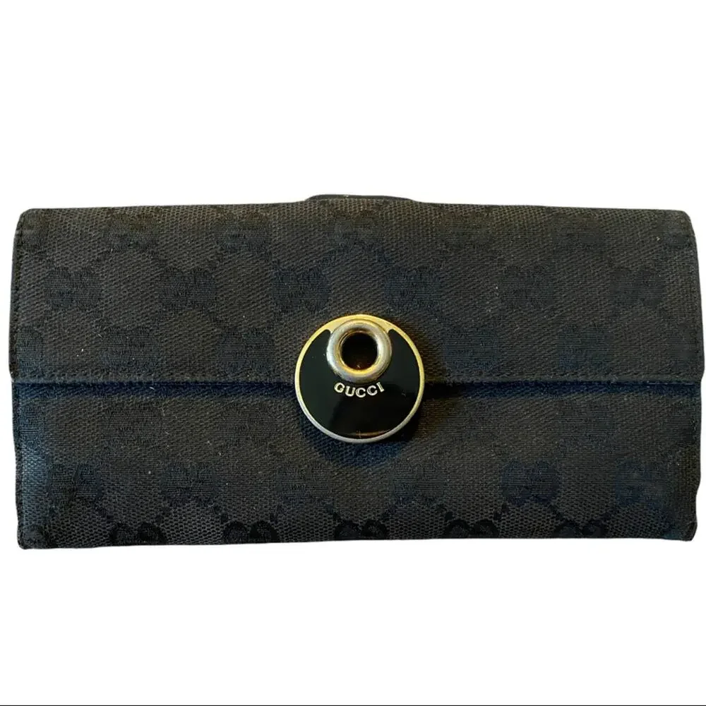 Gucci Authentic Signature GG Black Folding GG Wallet